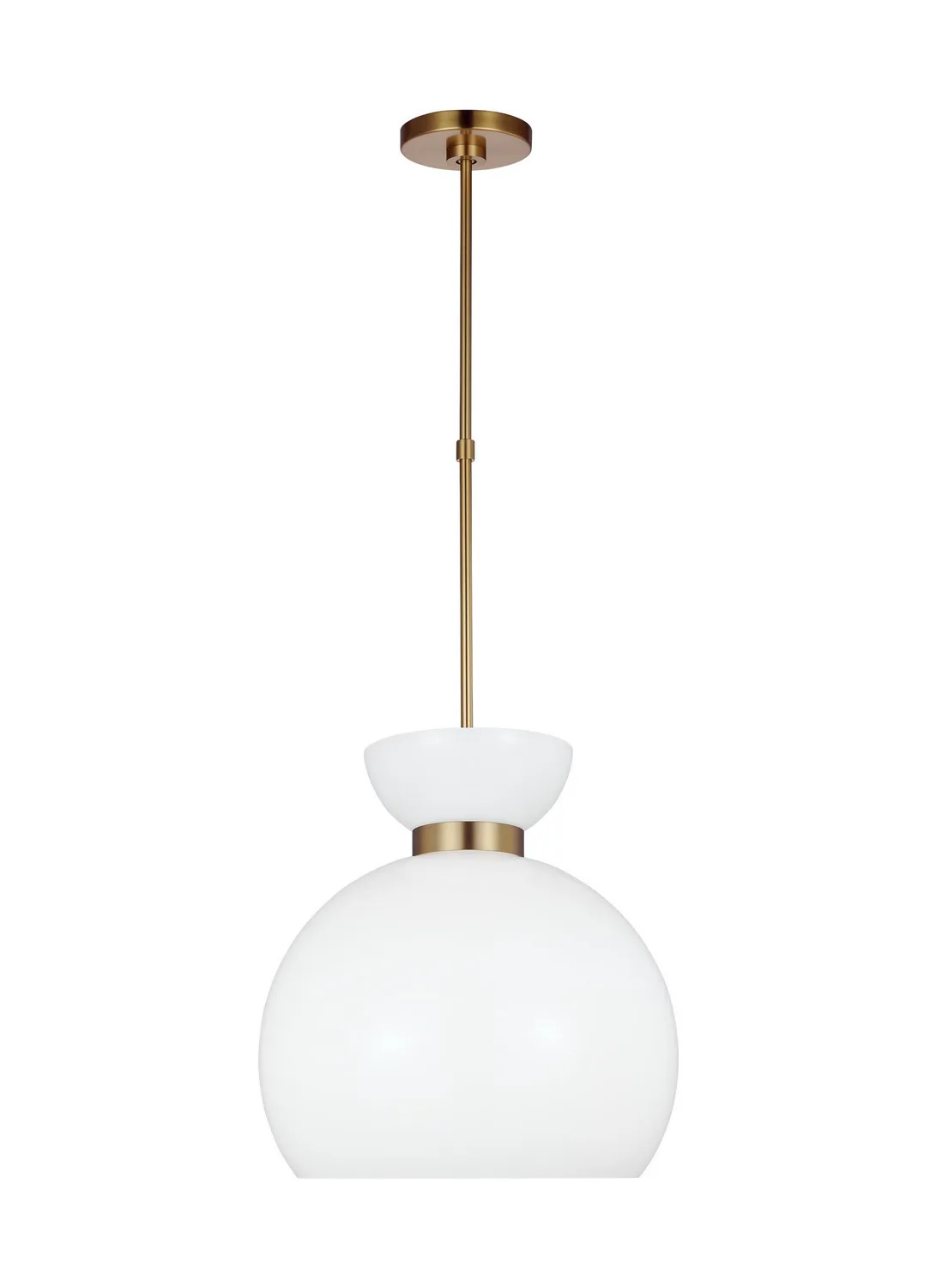 Londyn One Light Pendant in Burnished Brass with Milk White Glass