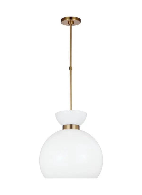 Londyn One Light Pendant in Burnished Brass with Milk White Glass