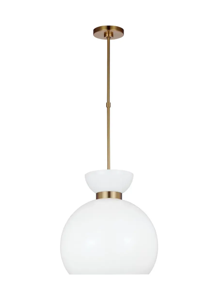 Londyn One Light Pendant in Burnished Brass with Milk White Glass