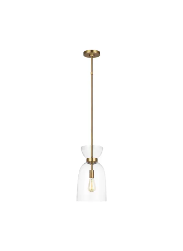 Londyn One Light Pendant in Burnished Brass with Clear Glass