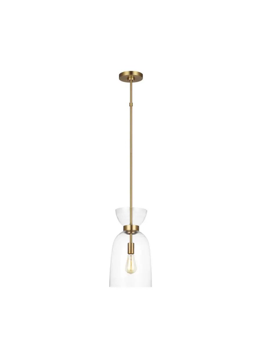 Londyn One Light Pendant in Burnished Brass with Clear Glass