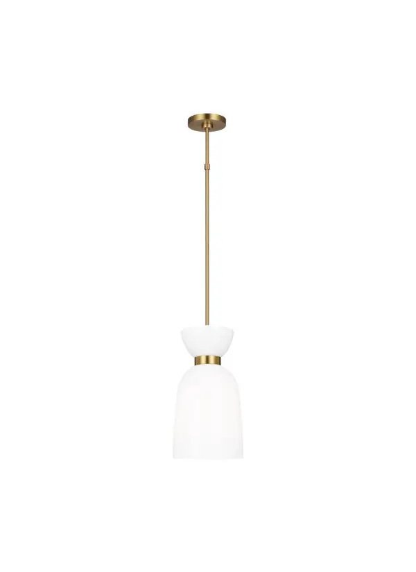 Londyn One Light Pendant in Burnished Brass with Milk White Glass
