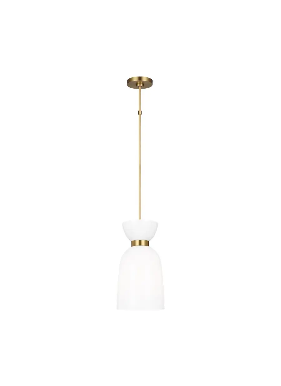 Londyn One Light Pendant in Burnished Brass with Milk White Glass