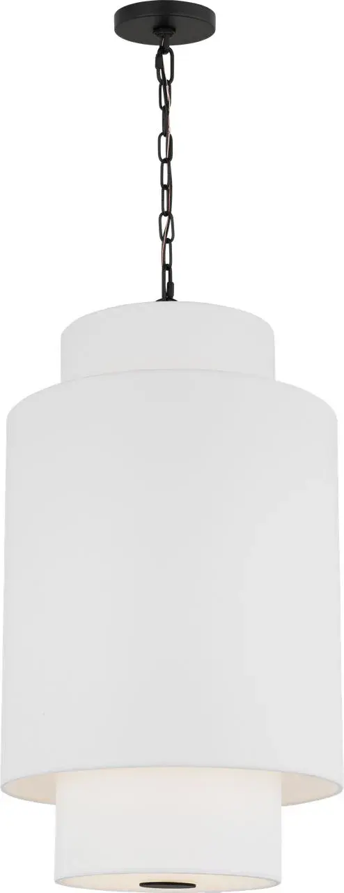 The Sawyer Small Hanging Shade delivers modern industrial style with its clean lines and striking Midnight Black finish. Perfect for kitchen islands, dining areas, or as a statement piece in smaller spaces. - alternate view