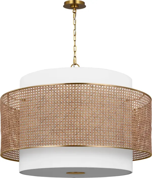 The Sawyer Extra Large Hanging Shade brings organic warmth and coastal elegance to grand spaces. Its handwoven blonde rattan construction creates beautiful light patterns while making a bold design statement.
