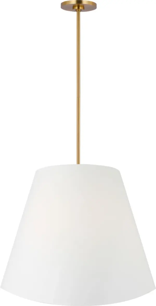 The Beauvoir 24" pendant combines classic drum styling with warm burnished brass finish, creating a sophisticated focal point. Its medium scale makes it versatile for dining rooms, kitchen islands, and entryways. - alternate view