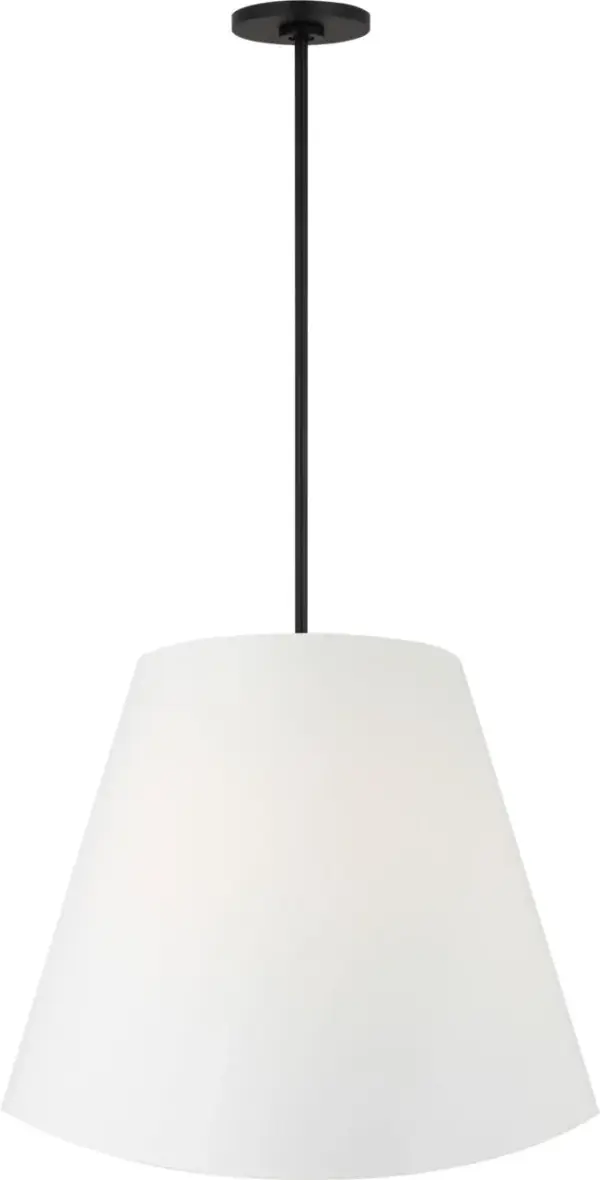 The Beauvoir 24" hanging shade delivers classic elegance with its generous drum silhouette in sophisticated Midnight Black. Perfect for dining rooms and kitchen islands, this versatile pendant provides ambient lighting while making a bold design statement. - alternate view