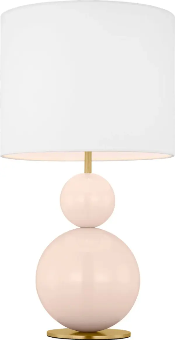 The Suki Medium Table Lamp by kate spade new york transforms minimalist design with its elegant stacked geometric forms and striking Blush finish. Perfect for adding artistic sophistication to bedrooms, living spaces, or offices. - alternate view