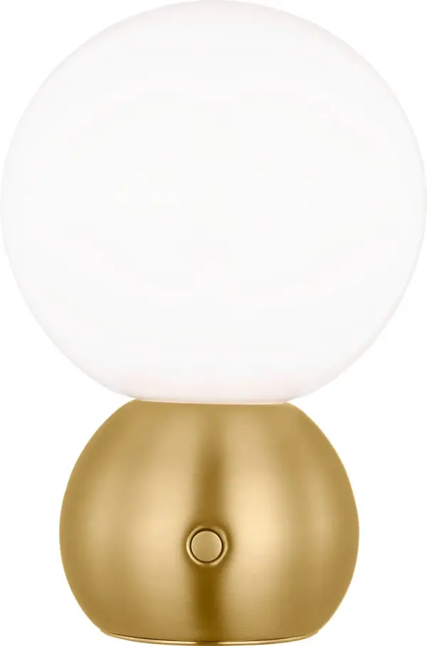 The Suki by kate spade new york combines minimalist elegance with modern convenience. Its milk glass globe and sculptural brass base deliver sophisticated style, while USB-C recharging eliminates cord clutter.
