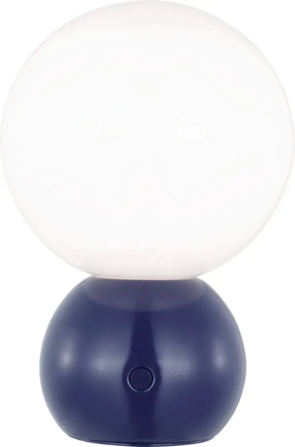 The Suki combines kate spade new york's signature preppy elegance with modern functionality. Its milk glass globe and sculptural navy base deliver soft, warm lighting with USB-C recharging convenience.