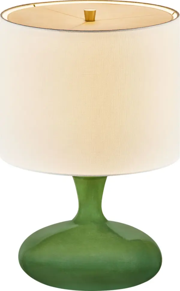 The Amber 21" table lamp brings a sophisticated pop of color with its rich green ceramic base. At a versatile height, it works beautifully in traditional and contemporary settings alike, offering both ambient lighting and decorative charm. - alternate view