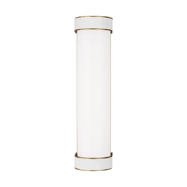 Kate Spade's Monroe vanity brings playful mid-century charm to modern bathrooms. The burnished brass finish and milk white glass create a sophisticated yet whimsical look inspired by 1950s atomic-era design.