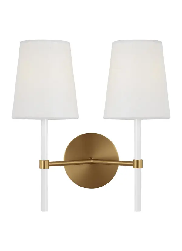 Monroe Two Light Wall Sconce in Burnished Brass
