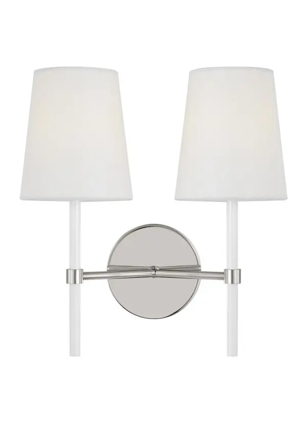 Monroe Two Light Wall Sconce in Polished Nickel
