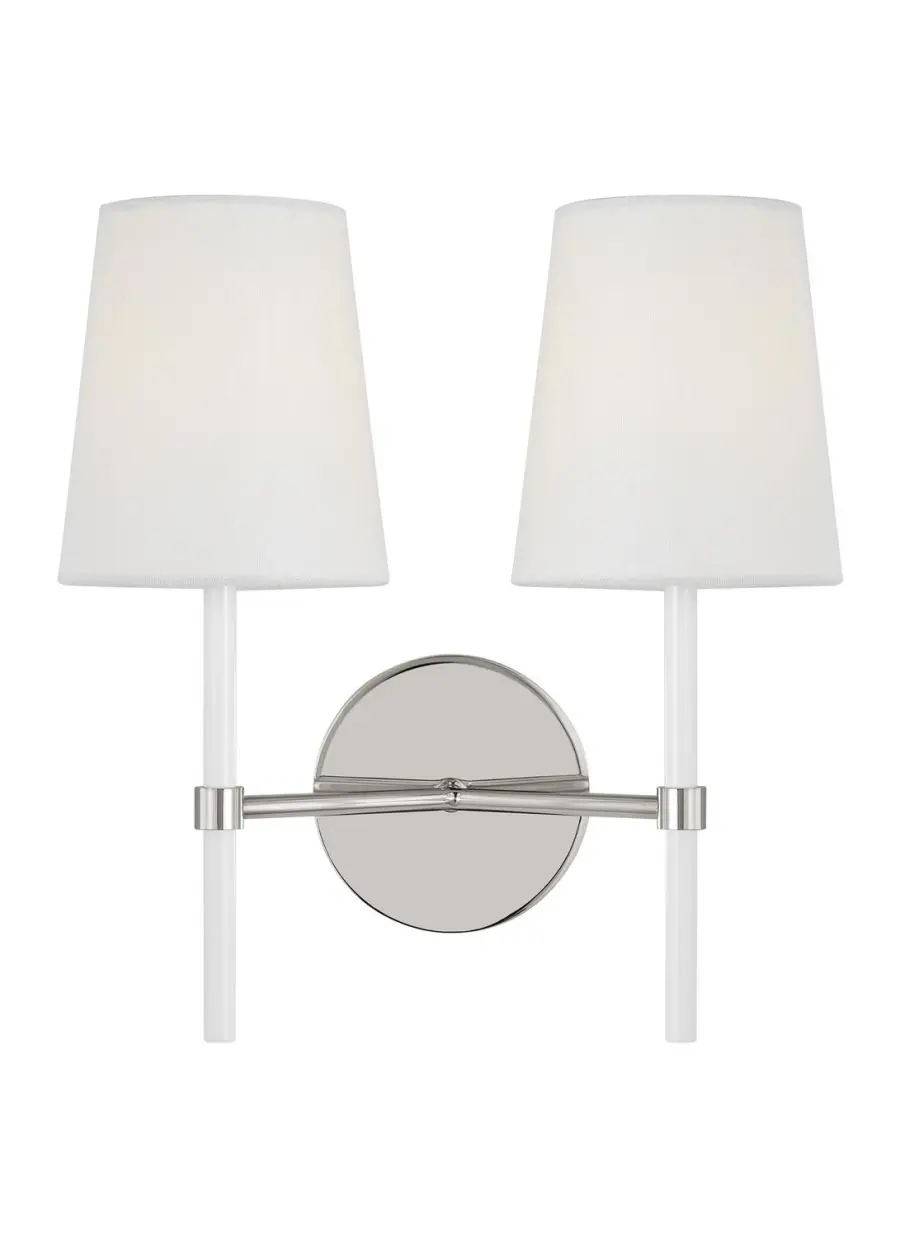 Monroe Two Light Wall Sconce in Polished Nickel