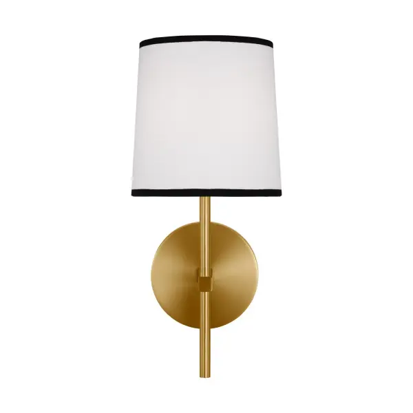 Kate Spade's Ellison vanity light brings designer sophistication to bathroom lighting with its signature preppy aesthetic. The burnished brass finish and graphic black-tipped linen shade create visual interest while maintaining timeless appeal.