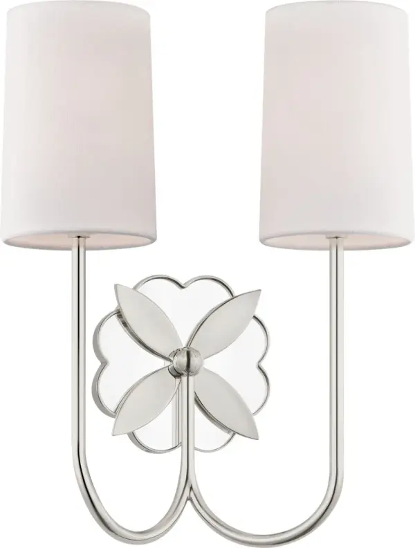 The Spencer Double Sconce offers versatile lighting with its dual-arm design and polished nickel finish. At 13 inches, it provides balanced illumination perfect for bathrooms, hallways, and bedrooms.