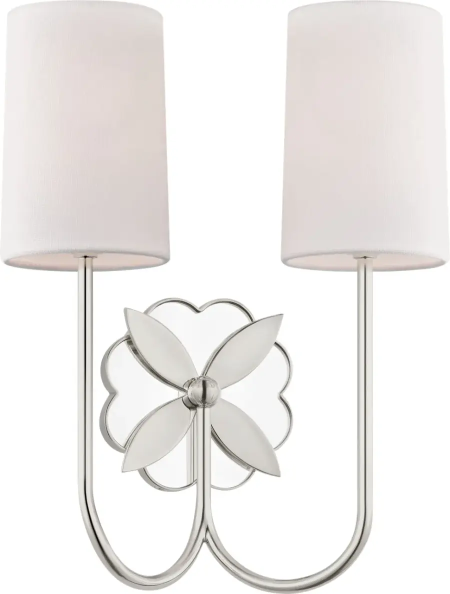 Spencer 13" Double Sconce in Polished Nickel - Image 1
