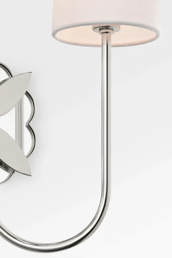 The Spencer Double Sconce offers versatile lighting with its dual-arm design and polished nickel finish. At 13 inches, it provides balanced illumination perfect for bathrooms, hallways, and bedrooms. - alternate view