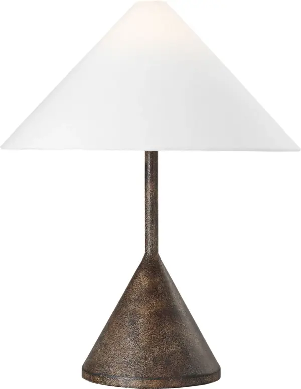 The Brachion Medium Table Lamp combines transitional design with industrial influences, featuring a distinctive rustic bronze finish. Its medium scale makes it adaptable to various settings from residential to hospitality. - alternate view