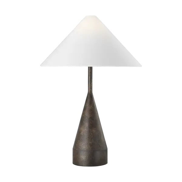 The Brachion Large Table Lamp brings industrial character with its rustic bronze finish. Sized for impact, this substantial lamp works beautifully in living spaces, bedrooms, or offices where a bold lighting statement is desired.