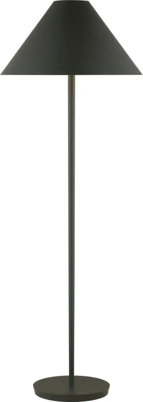 The Contra Medium Floor Lamp combines minimalist design with functional task lighting. Its matte charcoal black finish adds sophisticated contrast to any space while providing focused illumination for reading or work areas. - alternate view