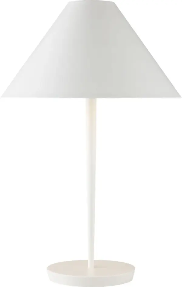 The Contra Medium Table Lamp combines clean contemporary lines with the warmth of a soft linen shade. Its versatile neutral finish and medium scale make it perfect for bedrooms, living spaces, and offices. - alternate view