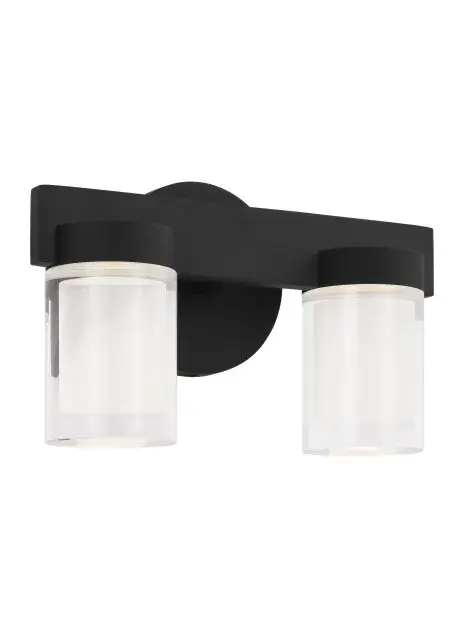 A striking geometric bath vanity light that combines architectural crystal prisms with refined black metalwork. The integrated LED delivers warm, high-CRI illumination while the compact 9-inch width fits standard vanity spacing.