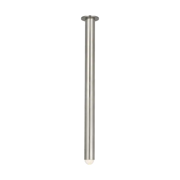 The Ebell Grande Flush Mount combines sophisticated antique nickel finish with high-quality 2700K LED lighting at 90 CRI. Its generous scale makes it ideal for larger spaces requiring ambient illumination without ceiling intrusion.