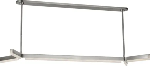 The Linea 55" Linear Chandelier delivers contemporary elegance with its sleek 55-inch profile in Antique Nickel. Featuring integrated 2700K LED with 90 CRI for exceptional color rendering, perfect for modern dining spaces. - alternate view
