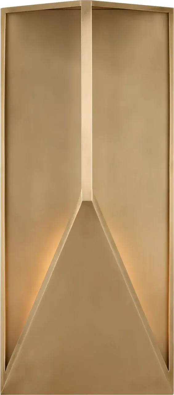 The Punto 22" wall sconce combines contemporary design with timeless brass craftsmanship. Its hand-rubbed antique brass finish and 2700K warm LED create inviting outdoor ambiance with 90 CRI color accuracy.