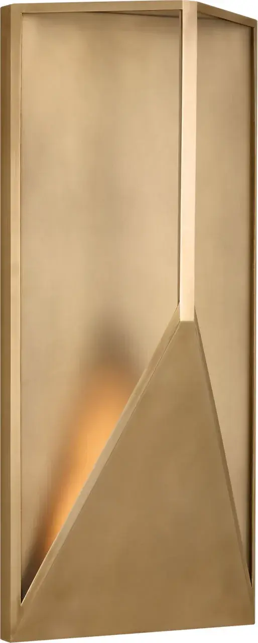 The Punto 22" wall sconce combines contemporary design with timeless brass craftsmanship. Its hand-rubbed antique brass finish and 2700K warm LED create inviting outdoor ambiance with 90 CRI color accuracy. - alternate view