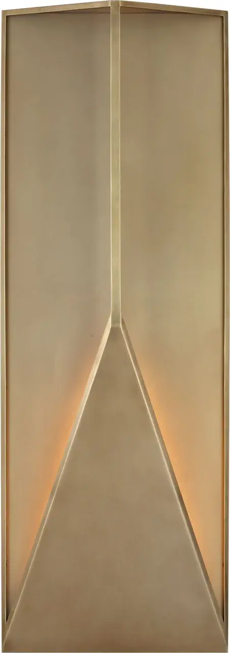 The Punto 38 Wall Sconce combines contemporary design with hand-rubbed antique brass finish, creating a statement piece for outdoor spaces. Its substantial 38-inch scale makes it ideal for larger architectural features.