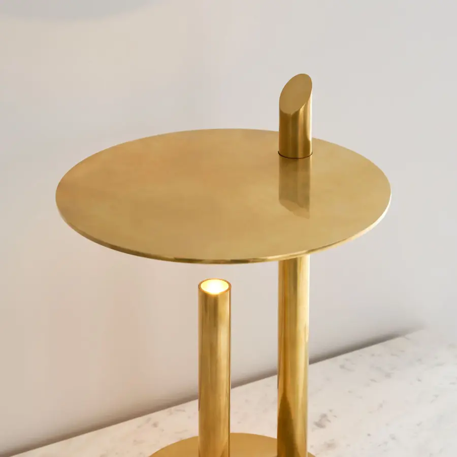 Fielle Medium Table Lamp in Natural Brass - Image 8