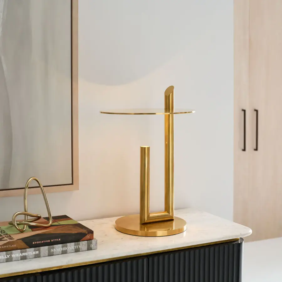 Fielle Medium Table Lamp in Natural Brass - Image 9