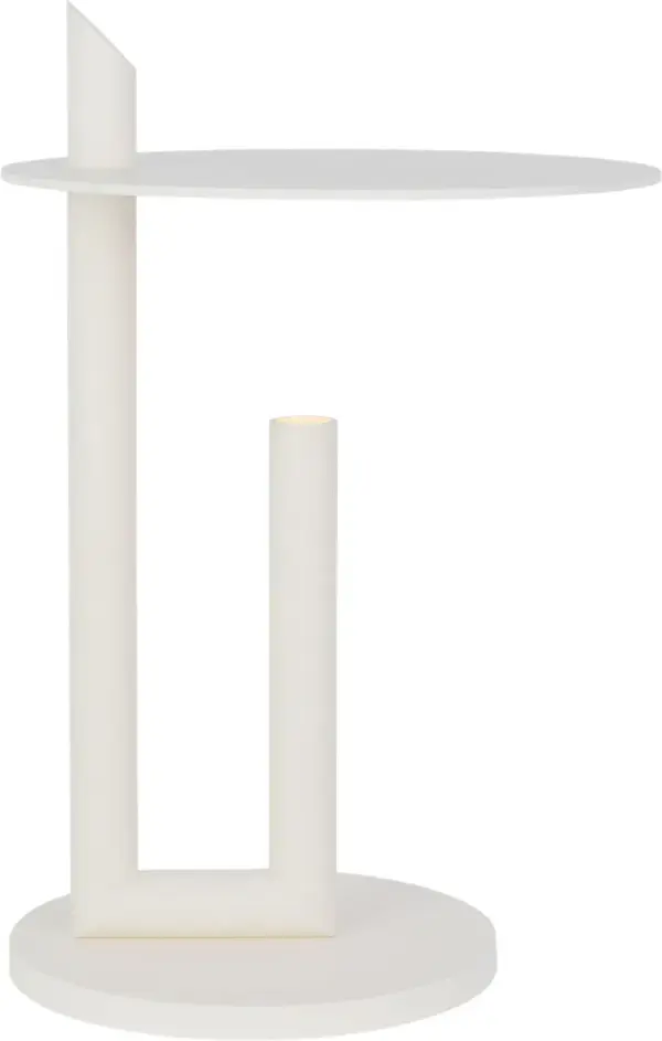 The Fielle Medium Table Lamp combines clean contemporary design with premium LED technology. Its soft white finish and warm 2700K color temperature create inviting ambiance, while 90 CRI ensures accurate color rendering. - alternate view