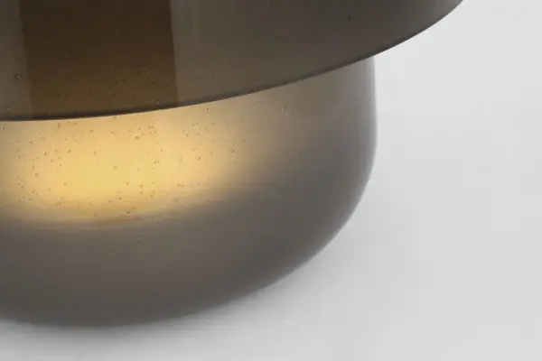 Kelly Wearstler's Bolete celebrates centuries-old Italian glassmaking with a modern mushroom-inspired silhouette. The seeded smoke glass shade and base create omnidirectional illumination, while the 3-way dimmer offers versatile lighting control. - alternate view