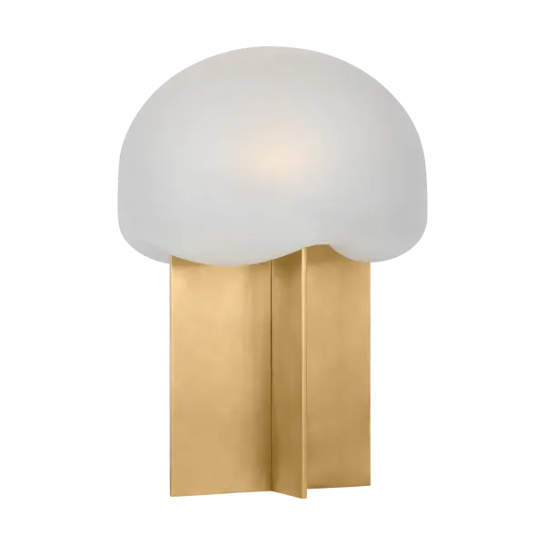 The Fio Small Table Lamp combines timeless brass craftsmanship with contemporary etched glass detailing. Its compact size makes it perfect for layered lighting in bedrooms and living spaces, while the warm 2700K LED provides inviting ambient light. - alternate view