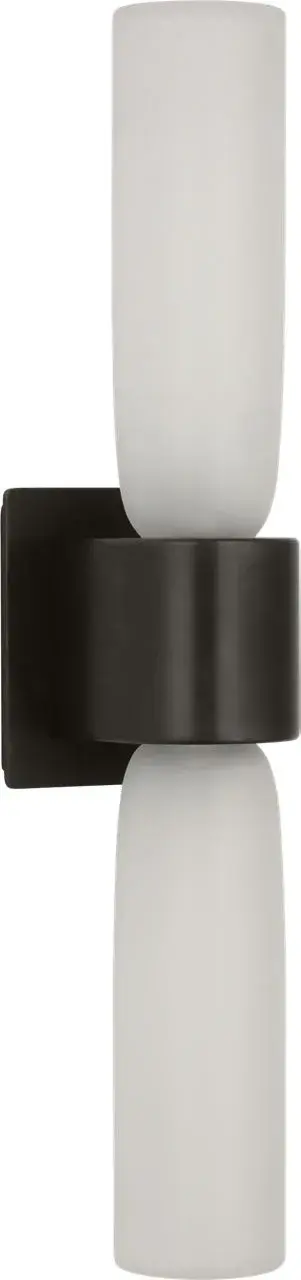 Volver Medium Double Sconce in Clear Etched Bronze