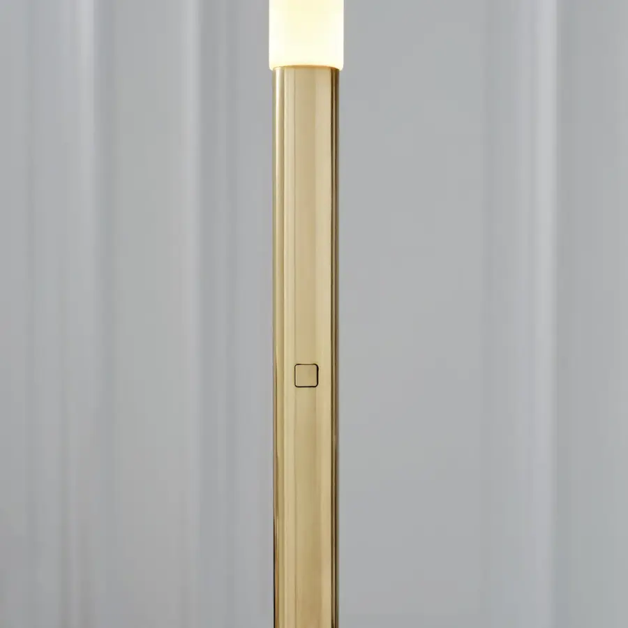 Rousseau 60" Floor Lamp in Antique-Burnished Brass with Etched Crystal - Image 5