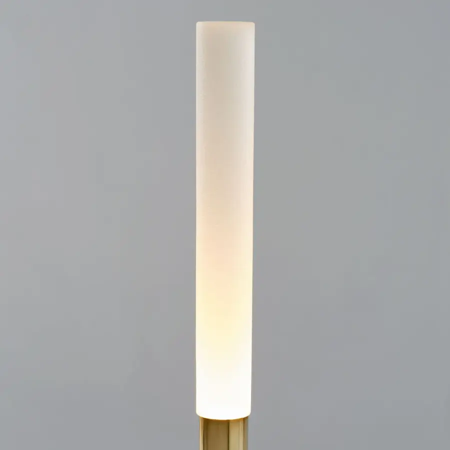 Rousseau 60" Floor Lamp in Antique-Burnished Brass with Etched Crystal - Image 6
