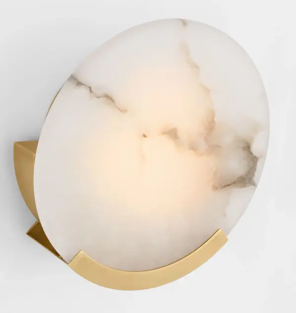 Melange 10" Sconce in Antique-Burnished Brass with Alabaster - Image 4