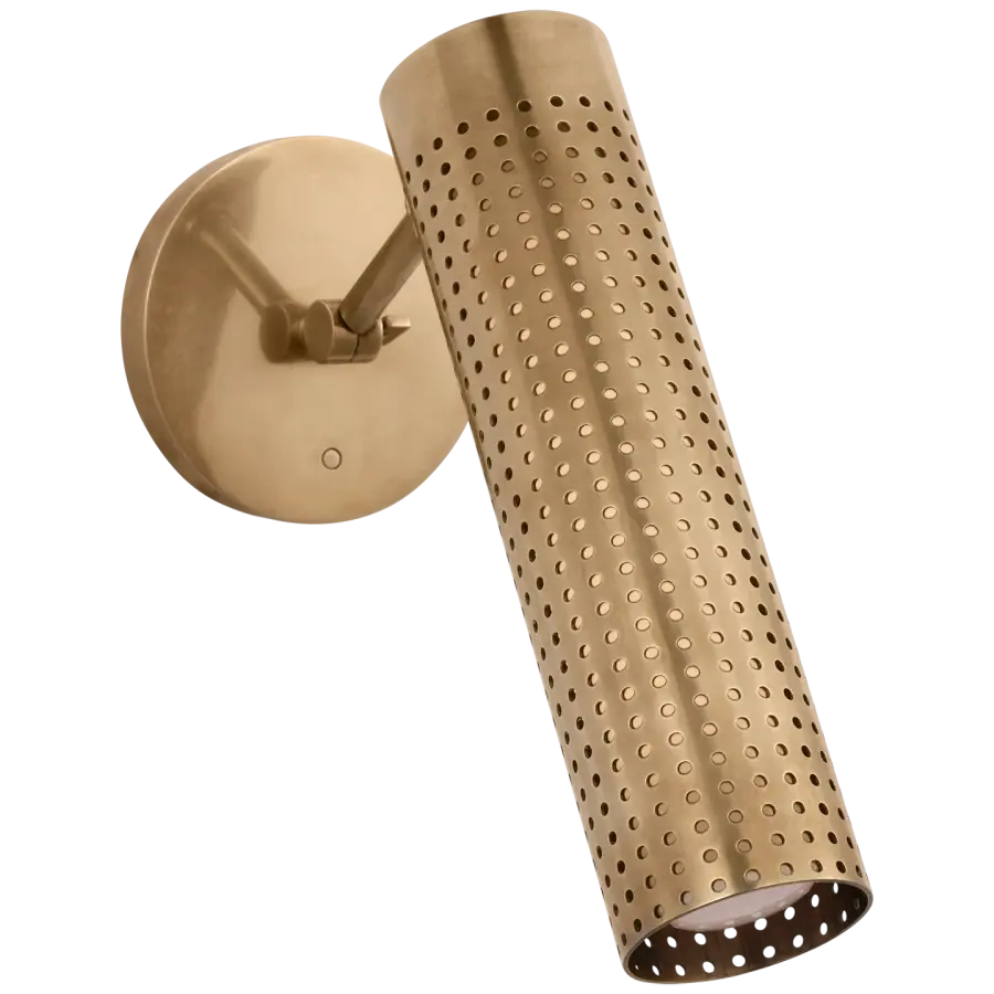 Precision 12" Articulating Sconce in Antique-Burnished Brass with White Glass - Image 1