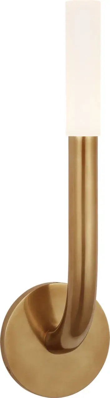Rousseau 15" Single Sconce in Antique-Burnished Brass with Etched Crystal - Image 1