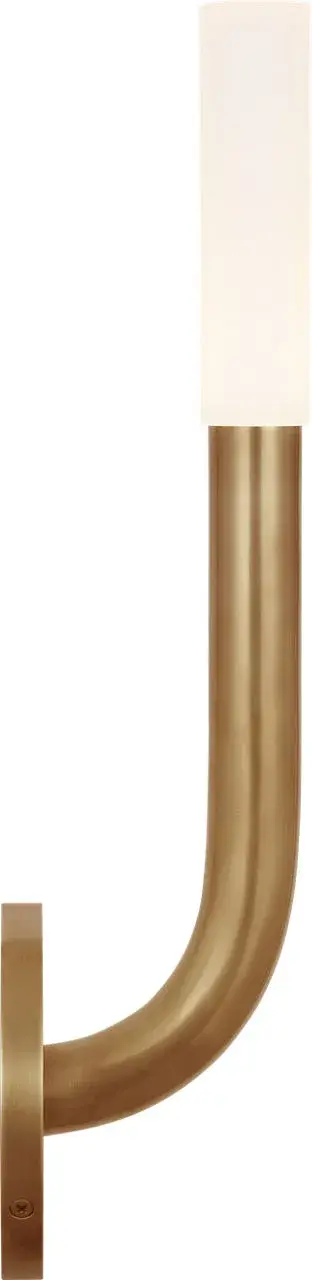 Rousseau 15" Single Sconce in Antique-Burnished Brass with Etched Crystal - Image 3