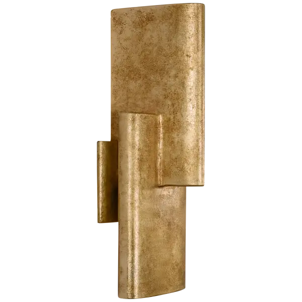 The Lotura 16" Intersecting Sconce combines contemporary geometric design with a refined Museum Gild finish. Its distinctive intersecting form creates visual interest while providing elegant ambient lighting.