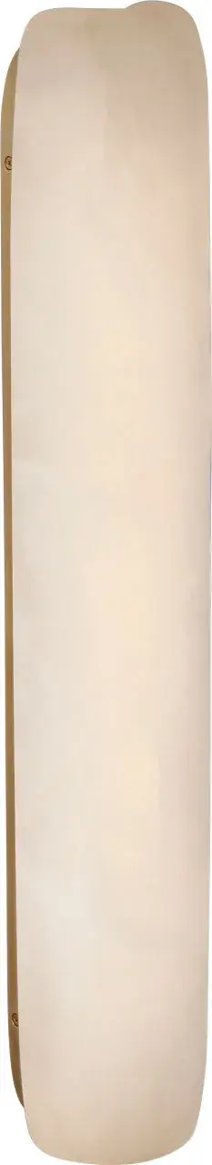 The Formosa 26" Linear Sconce combines natural alabaster with antique-burnished brass for a sophisticated lighting solution. Its horizontal orientation and warm glow make it ideal for vanity lighting or hallway applications. - alternate view