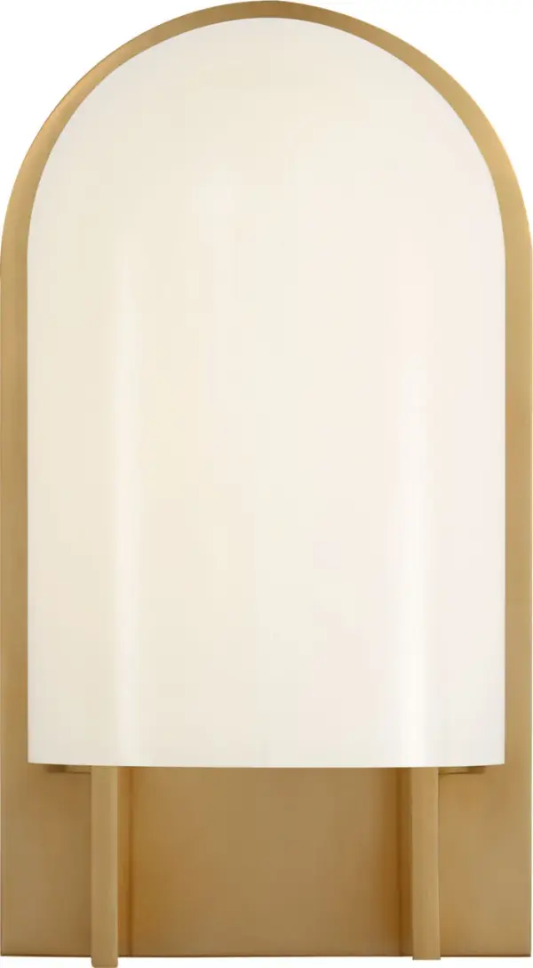 The Trouve 8" Sconce combines classic brass warmth with clean contemporary lines. Its white glass shade provides soft, diffused light while the antique-burnished brass finish adds timeless sophistication to any space.