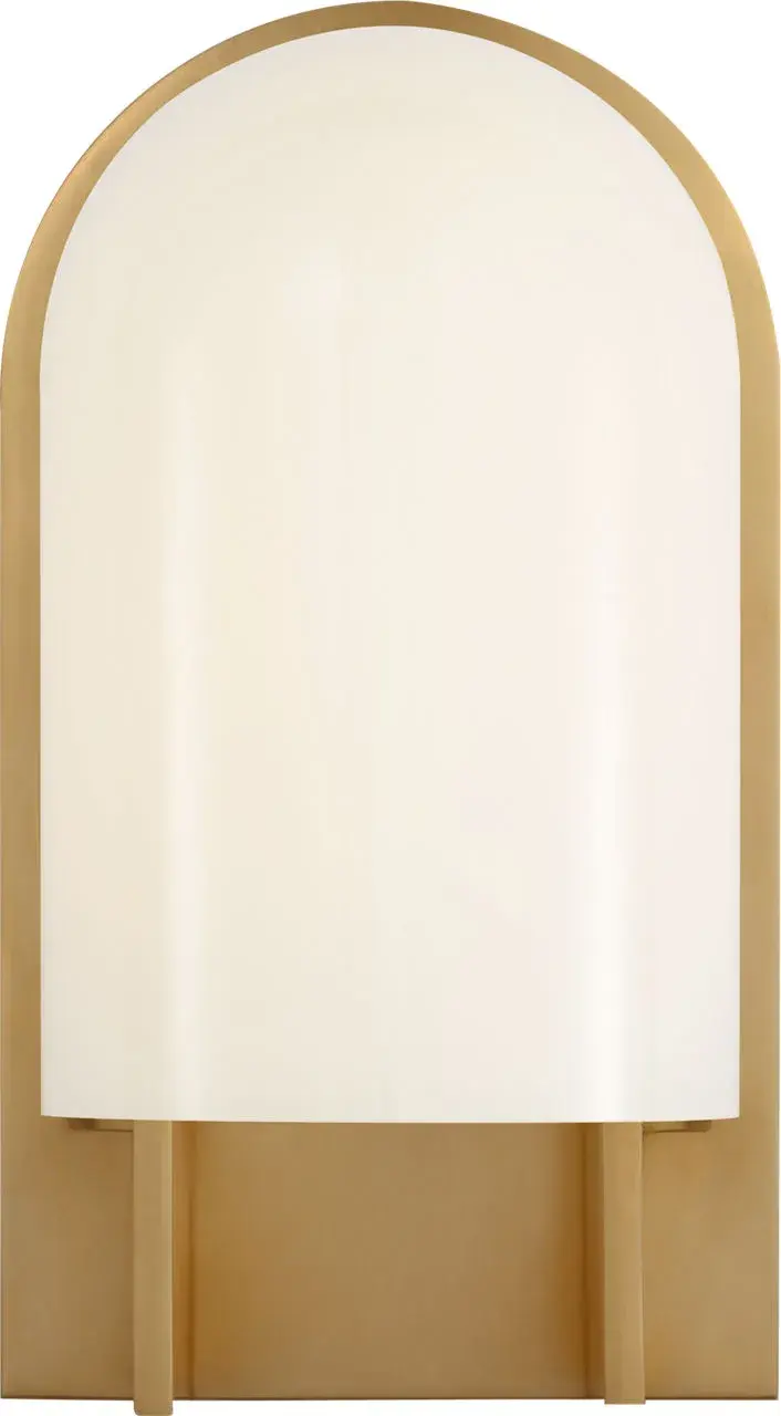 Trouve 8" Sconce in Antique-Burnished Brass with White Glass - Image 1
