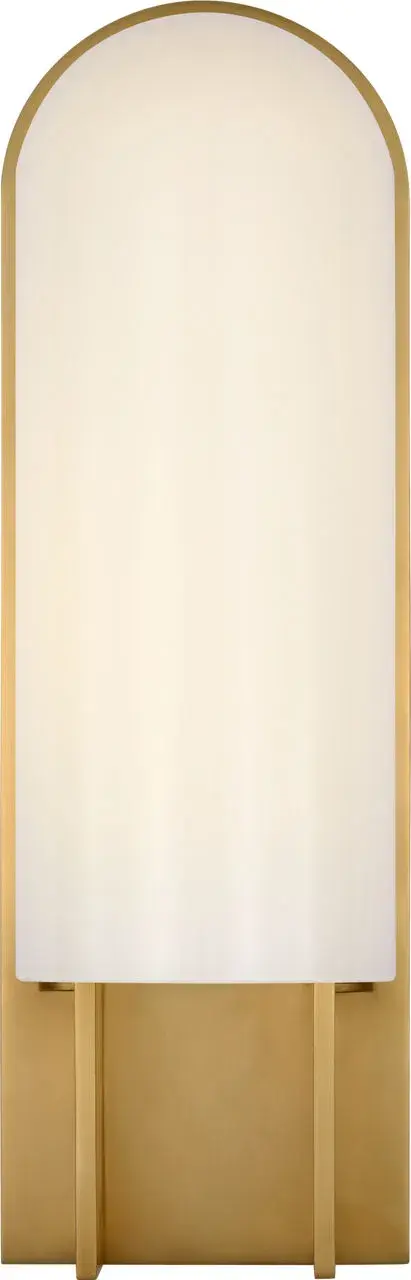 Trouve 14" Sconce in Antique-Burnished Brass with White Glass - Image 1